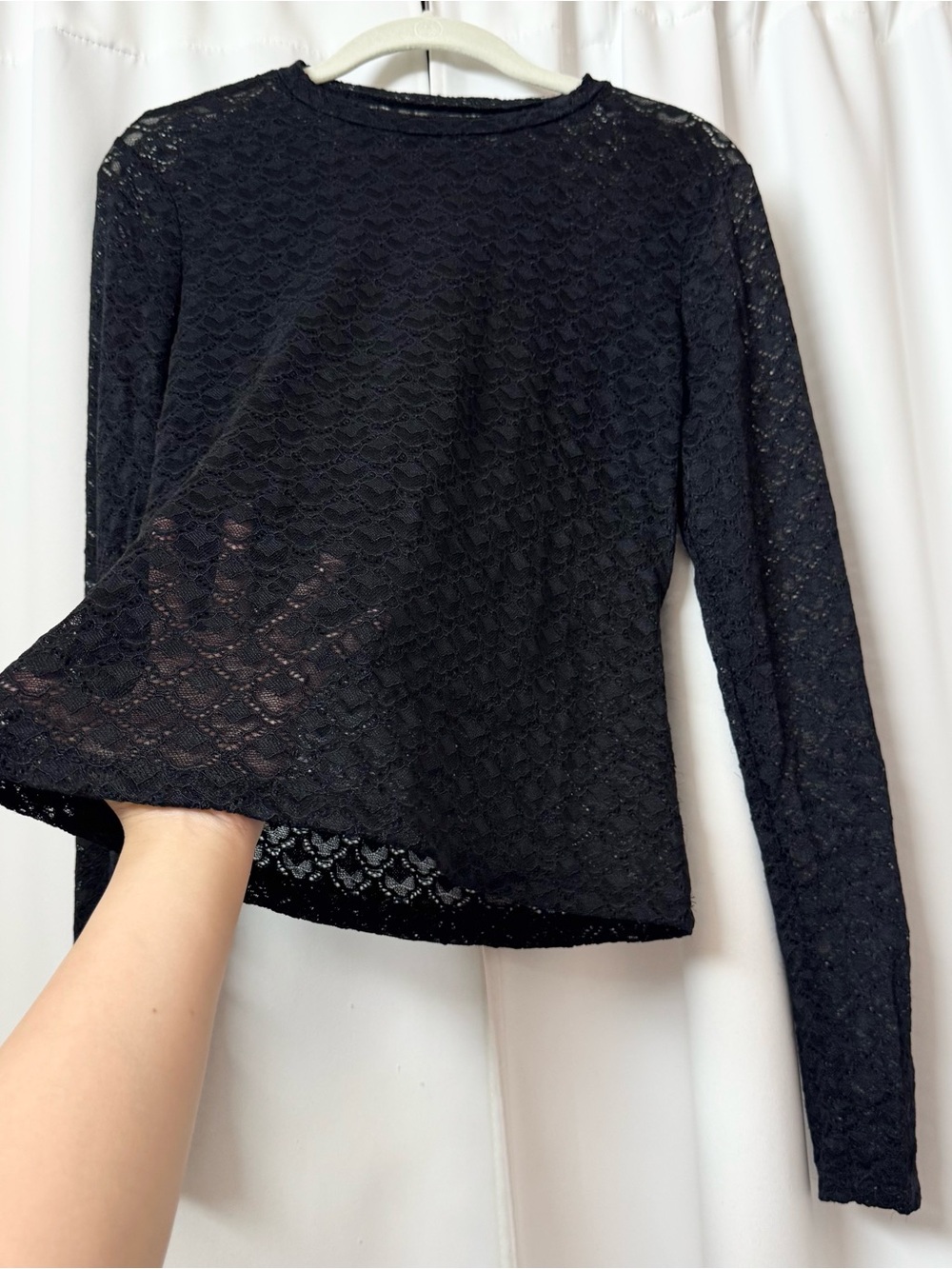 Black Lace Goth Core Long Sleeve Women's Top Size Medium